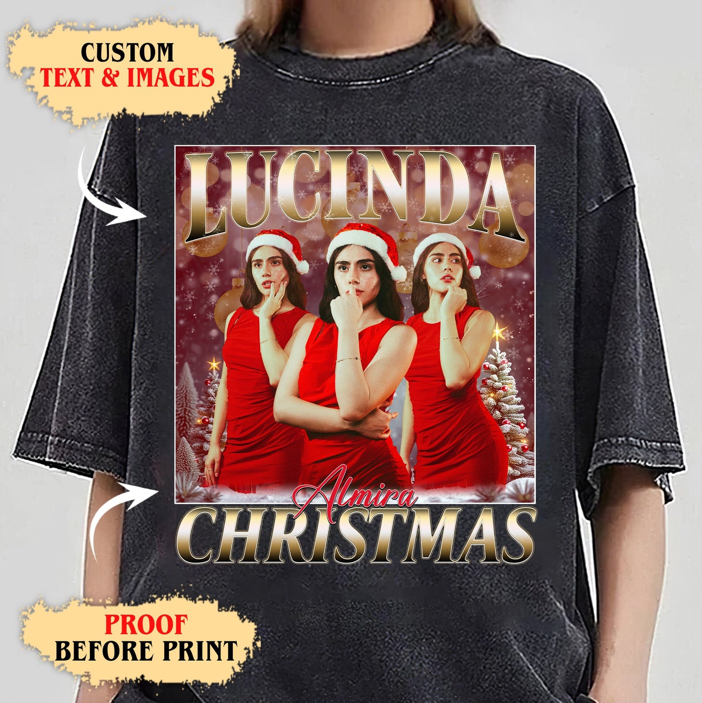 Custom Christmas Photo Tee - Personalized Holiday Comfort Colors T-Shirts