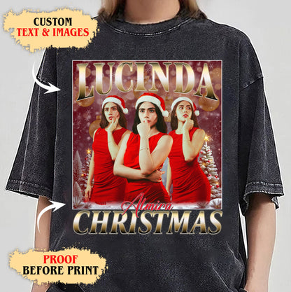 Custom Christmas Photo Tee - Personalized Holiday Comfort Colors T-Shirts