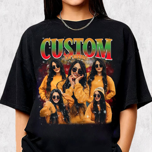 Holiday Custom Portrait Tee - Christmas Photo Collage T-Shirts Gift