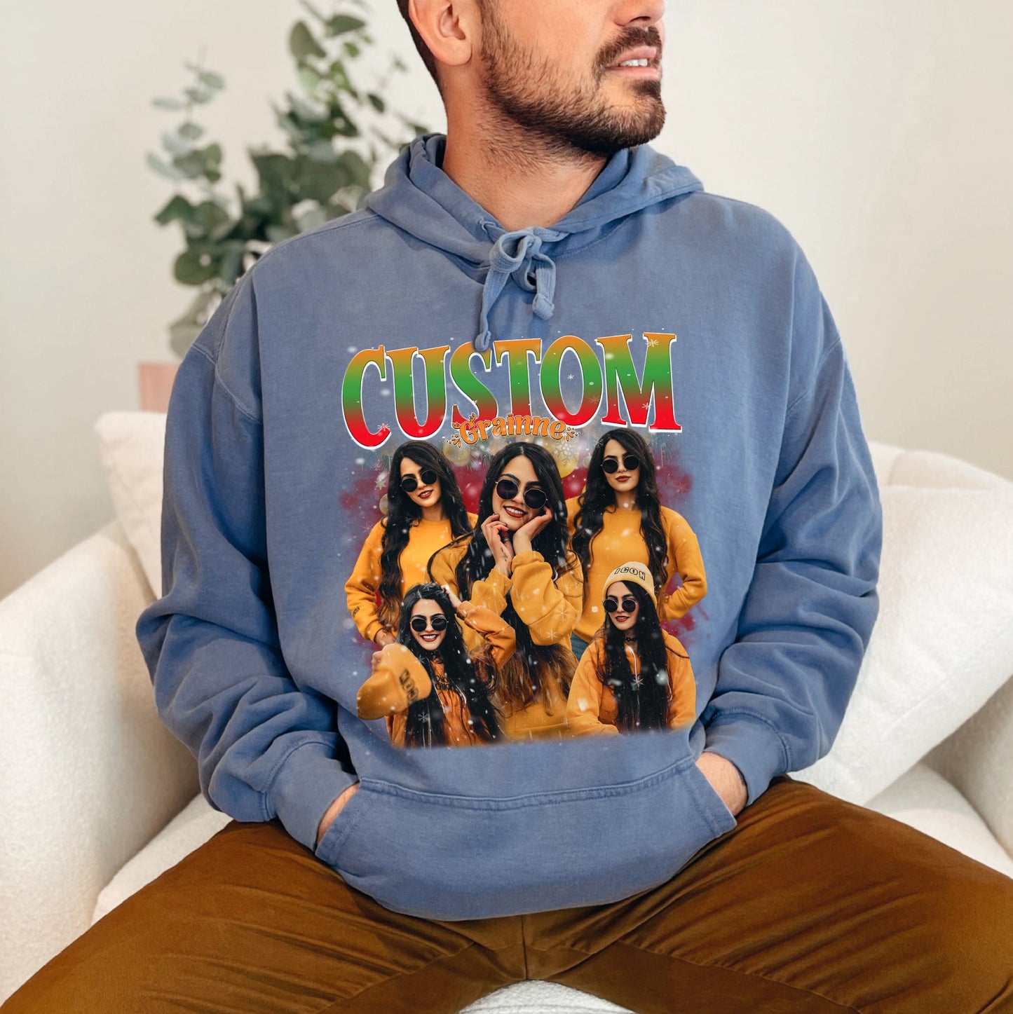 Holiday Custom Portrait Tee - Christmas Photo Collage T-Shirts Gift